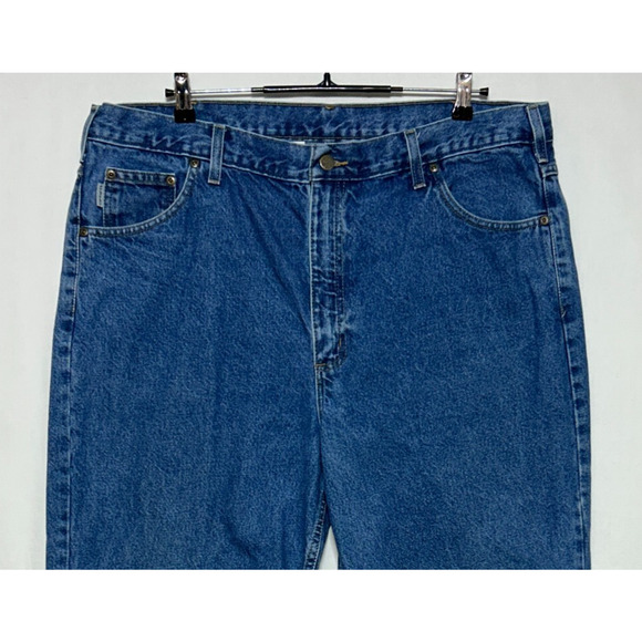 Carhartt Jeans Mens 42x32 Blue Traditional Fit Measures 41x32 Dark Wash Workwear - Picture 2 of 10